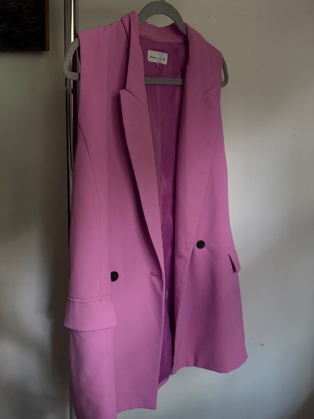 Lefties Pink Double-Breasted Longline Blazer Vest – Large
